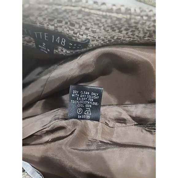 Lafayette 148 2 skirt New York pencil Tweed Brown Tan Gold Lined Virgin Wool 2 - Picture 7 of 7